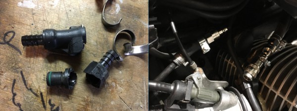 Demontage plastic benzinesnelkoppeling